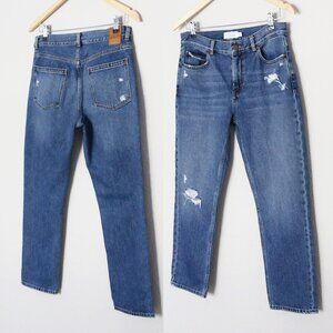& Other Stories High Waist Distressed Slim Fit Denim Jean Mid Blue Size 28 $119